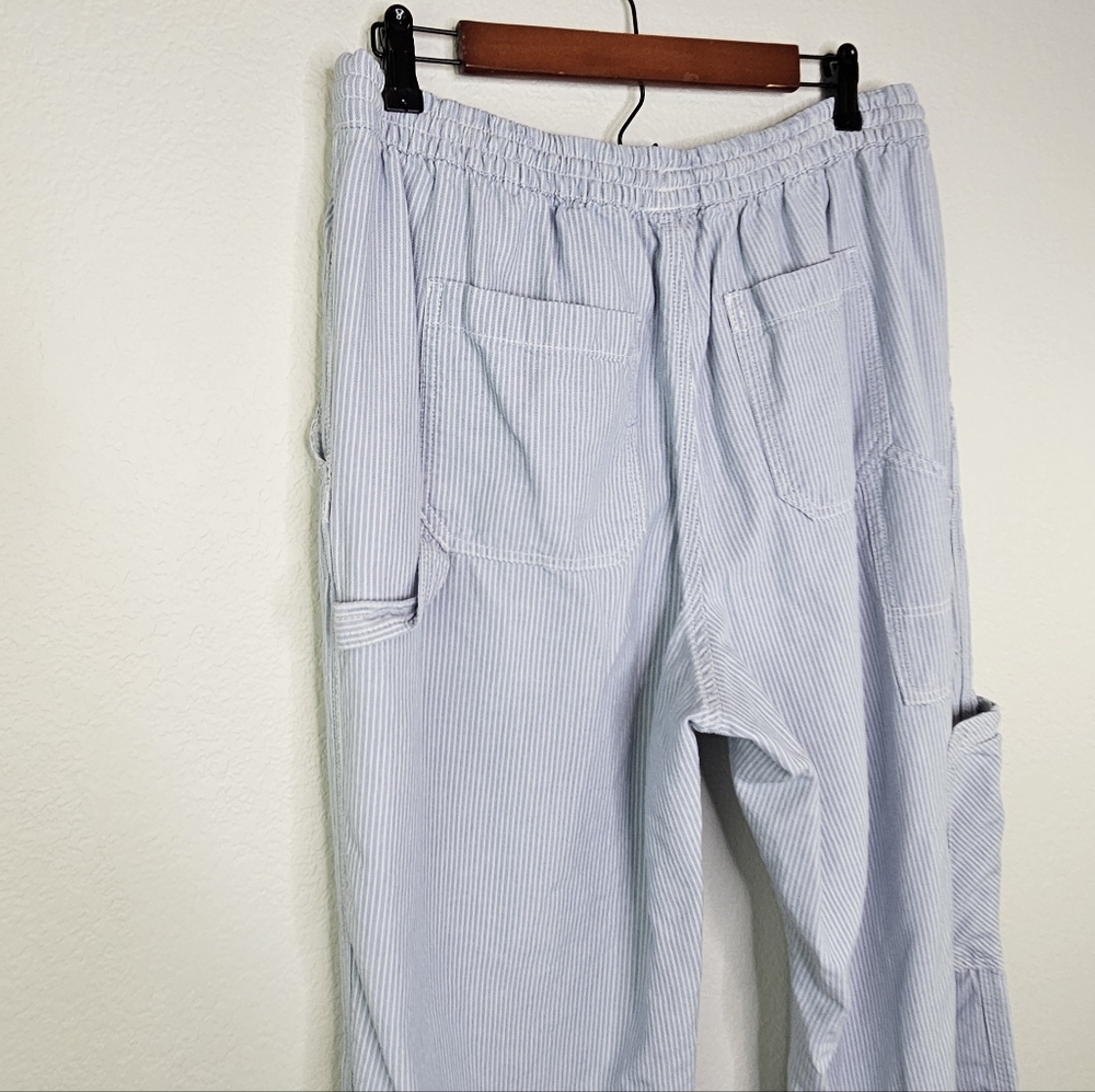 Aerie Baggy Cargo Wide Leg Chambray Elasti Drawstring Pull On Pants Large - Picture 9 of 16